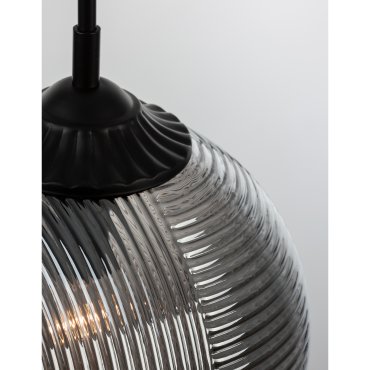 Nova Luce Athena - lampe suspendue - Ø 25 x 120 cm - gris fumé et noir mat
