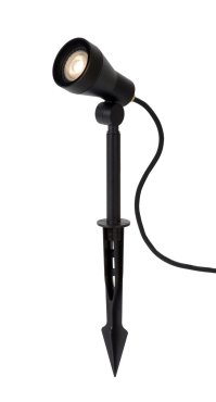 Lucide Spike - spot au sol sur pic avec prise - 6,5 x 10,8 x 42 cm - 5W LED inclus - IP54 - noir