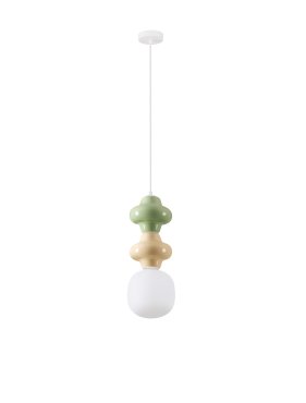 Nova Luce Clio - lampe suspendue - Ø 18 x 215 cm - vert, jaune, blanc et verre opale