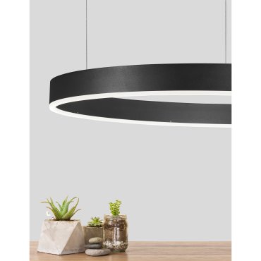 Nova Luce Motif - lampe suspendue - Ø 80 x 120 cm - 48W LED dimmable inclus - noir sable