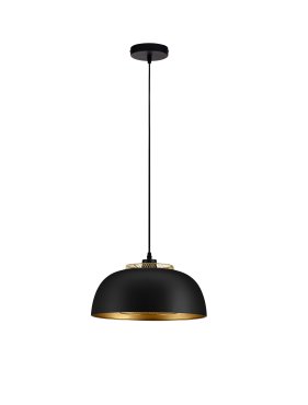 Nova Luce Sqube - lampe suspendue - Ø 35 x 130 cm - noir sablé et or