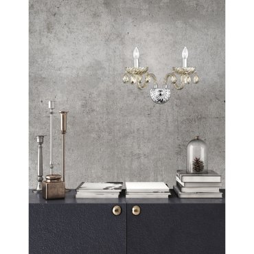 Nova Luce Zeno - applique murale - 47 x 18 x 27 cm - chrome et cognac