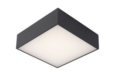 Lucide Roxane - plafonnier - 24 x 24 x 7,1 cm - 10W LED inclus - IP54 - anthracite