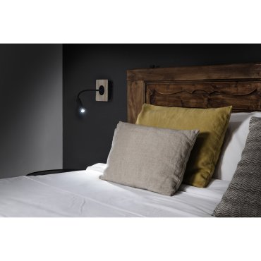 Faro Mood - applique murale - 13 x 26 x 13 cm - 2W LED inclus - noir et marron