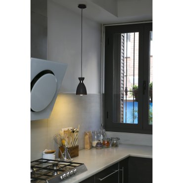 Faro Retro - lampe suspendue - Ø 11,5 x 18,5 cm - noir et cuivre