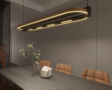 Maxlight Singapour - lampe suspendue - 123 x 30 x 190 cm - 80W LED inclus - noir et café