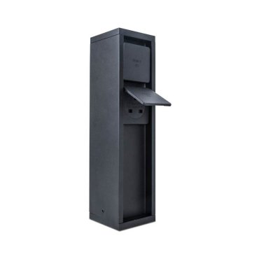 Lutec Mains - poteau avec prises - 8 x 8 x 31 cm - IP54 - noir mat - prises de terre à 2 pôles (version française et belge)