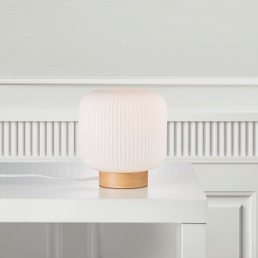 Nordlux Milford 20 - lampe à poser - Ø 20 x 21,7 cm - blanc opale et brun naturel