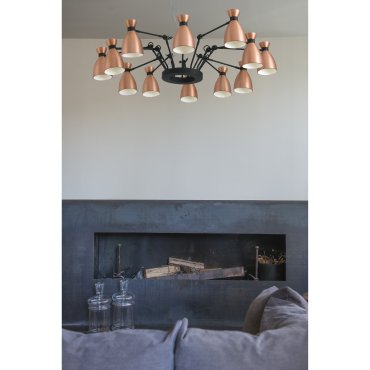 Faro Retro - lampe suspendue - Ø 132 x 45 cm - cuivre mat
