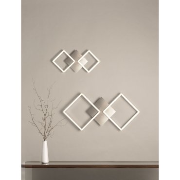 Searchlight Wall Art - applique murale - 47 x 23 cm - 18W LED inclus - blanc et argent satiné