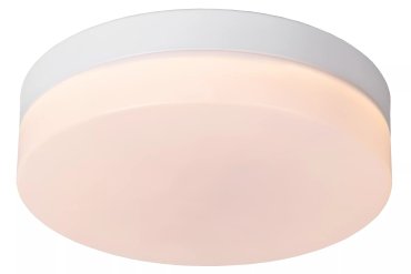 Lucide Biskit - plafonnier avec détecteur de mouvement - Ø 23 x 6,5 cm - 12W LED inclus - IP44 - blanc
