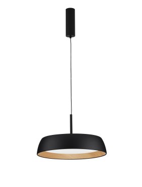 Nova Luce Sigi - lampe suspendue - Ø 45 x 180 cm - 40W dimmable LED inclus - noir sablé et bois