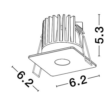 Nova Luce Ono - spot à encastrer - 62 x 62 mm, Ø 50 mm à encastrer - 8W LED inclus - blanc
