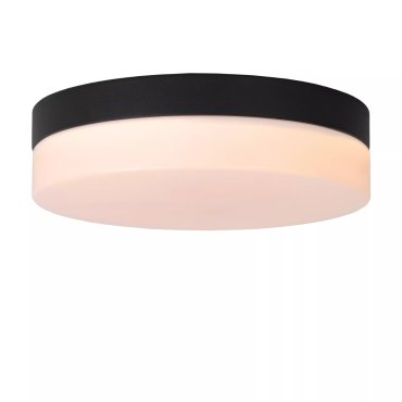 Lucide Biskit - plafonnier avec détecteur de mouvement - Ø 23 x 6,5 cm - 12W LED inclus - IP44 - noir