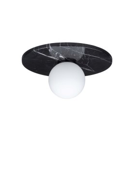 Nova Luce Idor - plafonnier - Ø 30 x 15,5 cm - marbre noir et verre opale