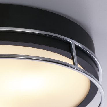 Searchlight Phoenix - plafonnier - Ø 40 x 10 cm - IP44 - noir et chrome