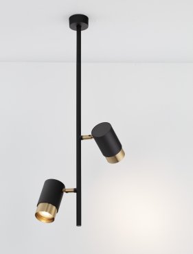 Nova Luce Pongo 2L - spot en saillie - Ø 5,9 x 62,2 cm - noir et or