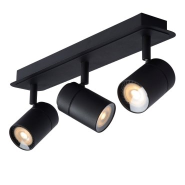 Lucide Lennert - spot en saillie 3L - 40 x 7 x 12,5 cm - 3 x 5W LED dimmable inclus - IP44 - noir
