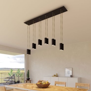 Creative Cables - Rose-One Rosace de plafond rectangulaire pour 6 points lumineux - 67,5 x 22,5 cm - noir