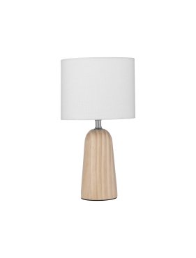 Nova Luce Oby - lampe de table - Ø 16 x 30 cm - blanc et bois naturel