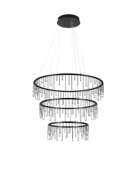 Nova Luce Stellar - lampe suspendue - Ø 80 x 200 cm - 72W dimmable LED inclus - noir chromé
