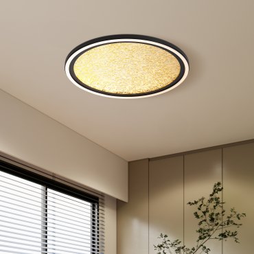 Searchlight Luna - plafonnier - Ø 40 x 6 cm - 36W LED dimmable inclus - or et noir