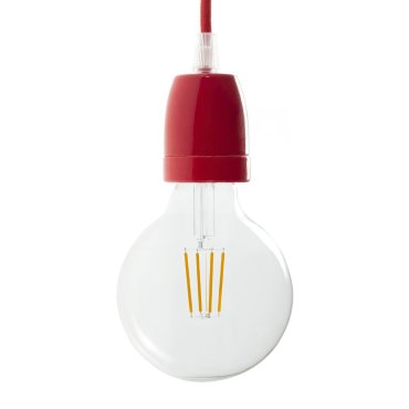 Câbles créatifs - Support de lampe Porselain E27 - Ø 4,5 x 6 cm - rouge