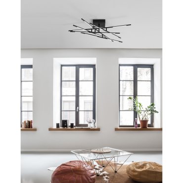 Nova Luce Raccio - plafonnier - 94,5 x 94,5 x 21 cm - 48W LED dimmable inclus - noir