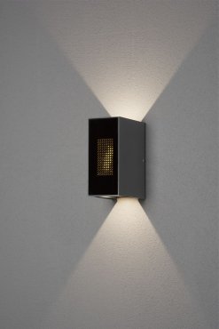 Konstsmide Cremona - applique murale avec 2 faisceaux lumineux réglables et effet flamme - 13,5 x 17 x 8 cm - 6W LED inclus - IP54 - anthracite