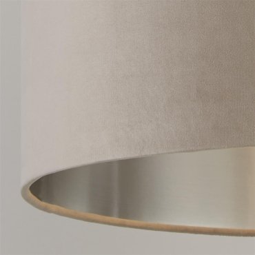 Searchlight Velvet Drum - abat-jour - Ø 38 x 22 cm - taupe et argent