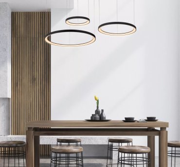 Lucide Vidal - lampe suspendue - Ø 78 x 200 cm - 120W LED inclus - noir
