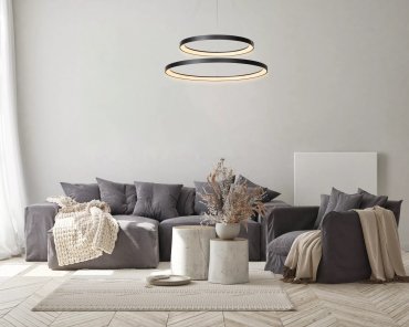 Lucide Vidal - lampe suspendue - Ø 78 x 200 cm - 92W LED inclus - noir