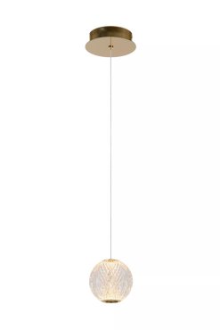 Lucide Cintra - lampe suspendue - Ø 14 cm x 150 cm - 5,7W LED inclus - transparent et doré