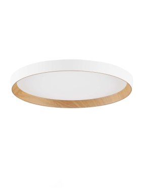 Nova Luce Vomos - plafonnier - Ø 40 x 7 cm - 36W dimmable LED inclus - blanc sablé et bois