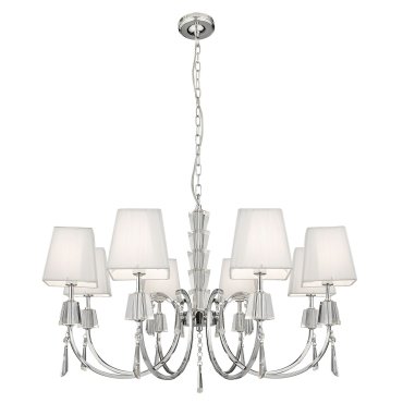 Searchlight Portico - lustre - Ø 69 x 96 cm - chrome et blanc