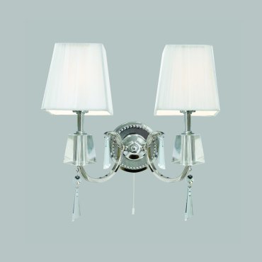 Searchlight Portico - applique murale avec interrupteur à tirette - 30 x 23 cm - chrome et blanc