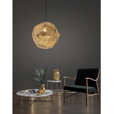 Nova Luce Foggia - lampe suspendue - Ø 48 x 180 cm - or et noir