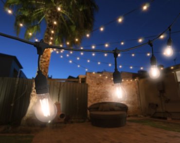 Century Italia Fiesta - guirlande lumineuse de 9,27 m dont 0,6 m de câble - 15 x E27 (hors ampoules) - IP44 - noir