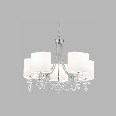 Searchlight Nina - lustre - Ø 64 x 106 cm - chrome et blanc