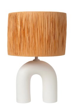 Lucide Ronda - lampe à poser - Ø 28 x 45 cm - blanc et naturel