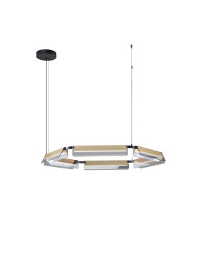 Nova Luce Apnea - lampe suspendue - Ø 103 x 150 cm - 61W dimmable LED inclus - noir sablé, or et gris