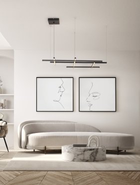 Nova Luce Pace - lampe suspendue - 102 x 204 x 80 cm - 83W dimmable LED inclus - noir sablé
