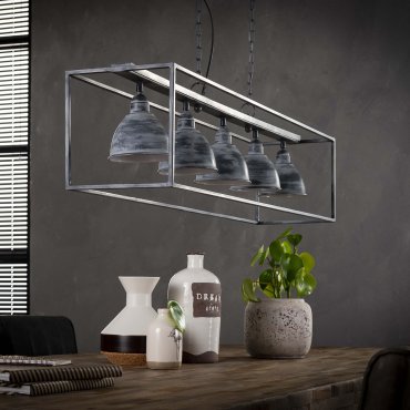 MODÈLE D’EXPOSITION - Vico Iron Rectangle - lampe suspendue - 125 x 25 x 130 cm - gris