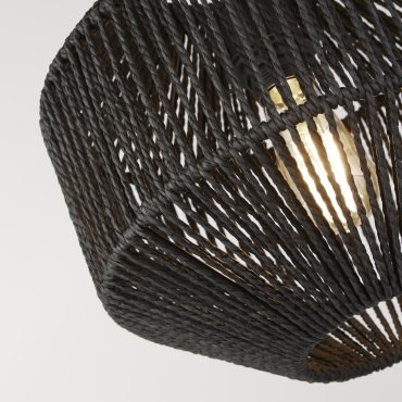 Searchlight Wicker - lampe suspendue - Ø 30 x 133 cm - noir mat