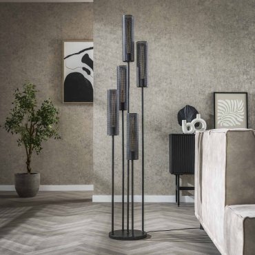Vico Tube Mesh - lampadaire - Ø 32 x 172 cm - noir