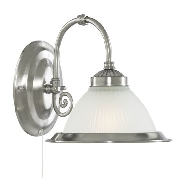 Searchlight American Diner - applique murale avec interrupteur à tirette - 18 x 21 cm - argent satiné