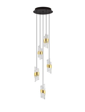 Nova Luce Seneca - lampe suspendue - Ø 30 x 150 cm - 41W LED inclus - or et noir