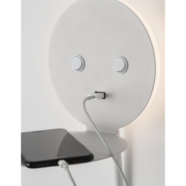 Nova Luce Eclip - applique murale avec interrupteur et chargeur USB - 15 x 19,5 x 50 cm - 6W + 3W LED inclus - blanc