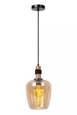 Lucide Ilona - lampe suspendue - Ø 22 x 173 cm - noir