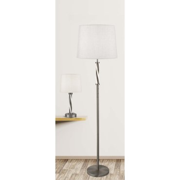Searchlight Vegas - lampadaire - Ø 39 x 154 cm - 6W LED inclus - argent satiné et blanc